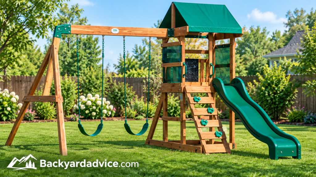 Sunny Backyard Cedar Playset